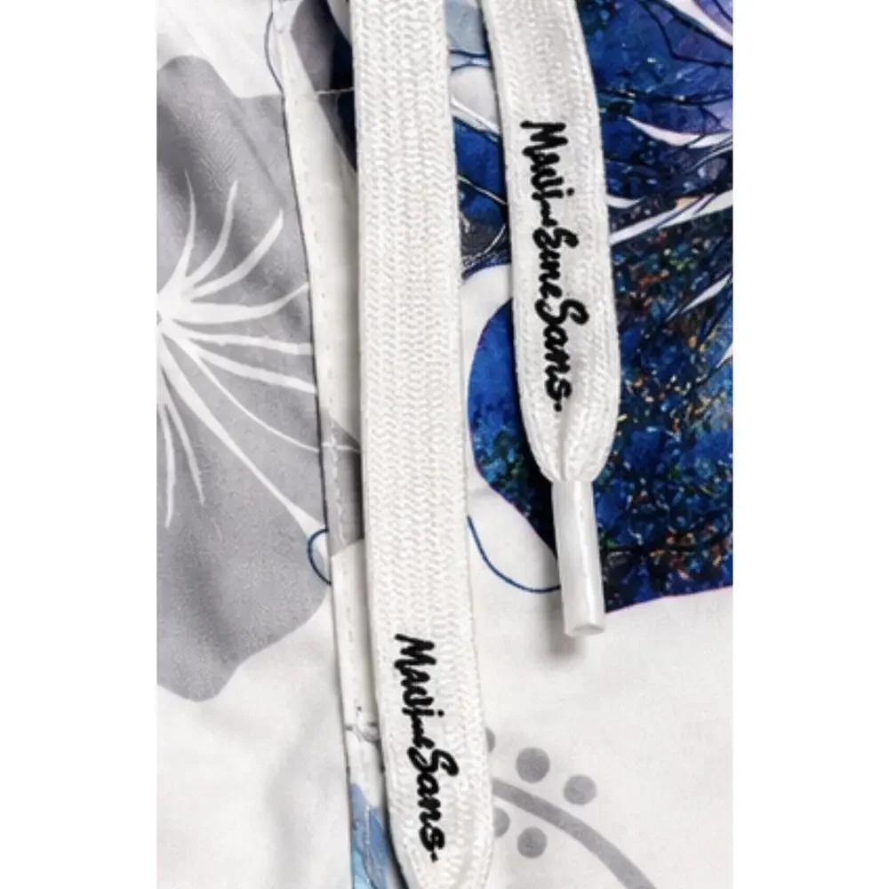 Maui and Sons Floral Board Shorts Swim Trunks White Blue Gray Men’s Size 2XL